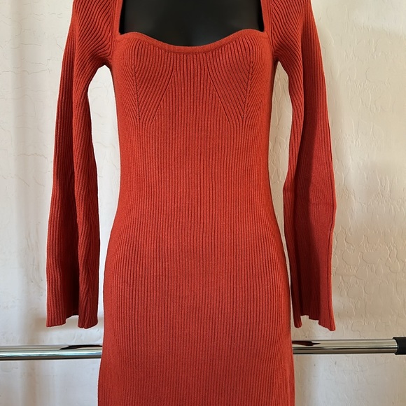 ANRABESS *NEW* Women's 2023 Fall Bell Long Sleeve Ribbed Knit Sweater Dress - Picture 7 of 10